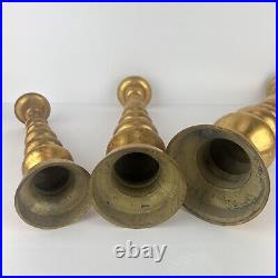 Japanese Alter Candle Holder Set 3 Japan Gold Gilt Brass Candlestick 18in