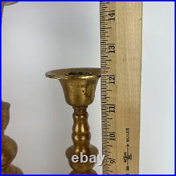 Japanese Alter Candle Holder Set 3 Japan Gold Gilt Brass Candlestick 18in