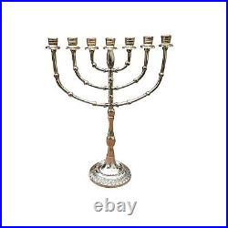 Jerusalem Menorah 15 Inch Height Brass 7 Branches Menorah Candle Holder
