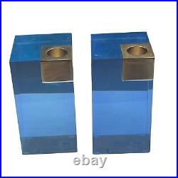 Jonathan Adler Large Blue Monte Carlo Candle Holder Set of 2 Luxe Modern Style