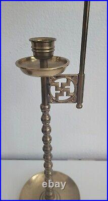 Korean Brass Butterfly Mast Candlestick Ancient Swastik Symbol Of Eternity