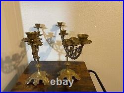 Korean Vintage Brass Candelabra Set of 2