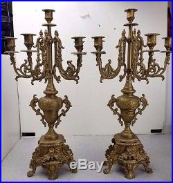 L@@K Pair of Brevettato Brass Candelabras Neo Classical Baroque Mint Condition