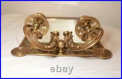 LARGE antique 1800's Art Deco ornate bronze mirror candle holder sconce fixture
