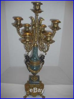 Lancini Brass & Marble Imperial Candelabras Made in Italy