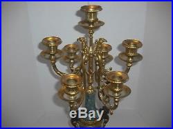 Lancini Brass & Marble Imperial Candelabras Made in Italy