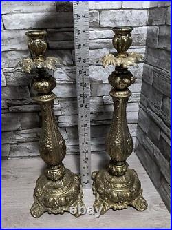 Large 16 Pair Of Vintage Cambridge Ornate Brass Metal Candle Holder Candlestick