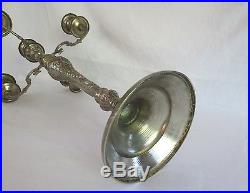 Large 5 Candle White Brass Candelabra 24 1/2 Tall Grapevine Cluster Vintage