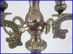 Large 5 Candle White Brass Candelabra 24 1/2 Tall Grapevine Cluster Vintage