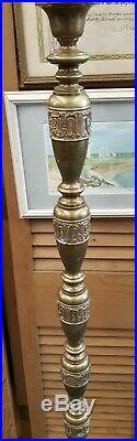 Large 59 Brass Floor Candlesticks Candle Holders Altar Church Temple Vintage