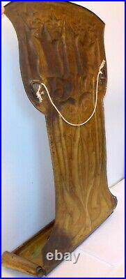 Large ART NOUVEAU Brass SCONCE WALL Candle Holder Repousse FLORAL TULIPS