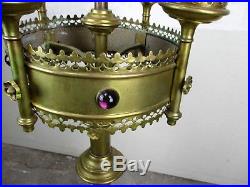 Large Antique Brass 5 Arm Candle Holder Candelabra Church Altar Ornate HTF