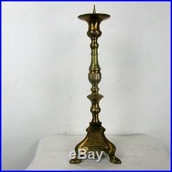 Large Antique Candle Holder Candlestick Church Altar Monastery Brass Angels