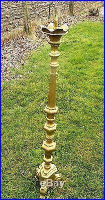 Large Antique Church Altar Brass Candle Holders Mass Chapel Gorgeous Gothic
