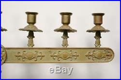 Large Antique Solid Brass Menorah Candelabra. Adjustable Judaica Candle Holder
