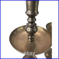 Large Brass Alter Candlesticks Vintage Pair Etched Candle Holders 16 Pillar