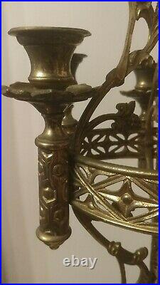 Large Brass Candle Holder Candelabra Italian Gothic Style