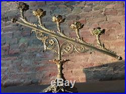 Large French Antique Gilt Brass Candelabra Church Altar Candlestick CandleHolder