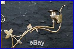 Large Gothic Church Four Sconce Candelabra Brass Ecclesiastical Candle Holder