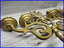 Large Heavy (9lbs) Brass Jewish Candelabra 4 Arm Candle Holder Bird Phoenix