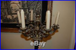 Large Heavy Ornate Metal Brass Candelabra 6 Candle Holder, 30 Tall x 13 Wide