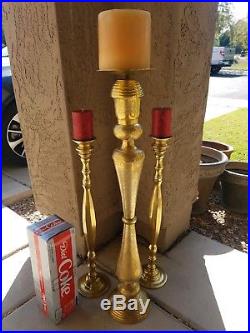 Large/Huge BRASS CANDLESTICK/s LOT Candle Holder Floor Altar Church Temple 37