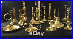 Large Lot of 19 Vintage Solid Brass Candle Holders Candlesticks Polished Wedding