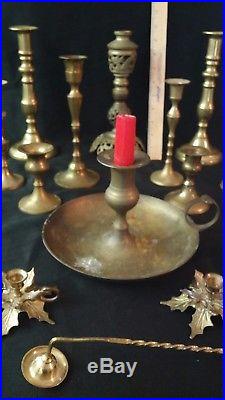 Large Lot of 29 Vintage Brass Candle Holders Candlesticks Decor Wedding Holiday