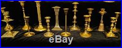 Large Mixed Lot of 38 Vintage Brass Candle Holders