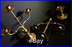 Large Pair Antique Brass Candelabra Church Altar Candlesticks / Candle Holders
