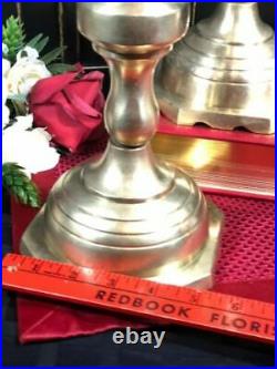 Large Solid Brass ALTER Church Heavy Candle holders Pair thick brass 19 TALL