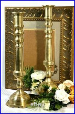 Large Solid Brass ALTER Church Heavy Candle holders Pair thick brass 19 TALL
