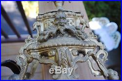 Large Victorain, Art Nouveau French Bronze/Brass 6 Candlesticks & Candelabra