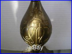 Large Vintage Brass Church Altar Candle Holder Floral 34'' Tall as is
