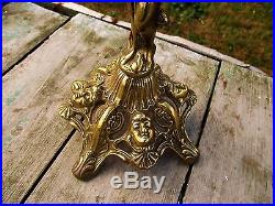Large Vintage Brass Ornate 5 Arm Candle Holder Candelabra Putti Angels Beautiful