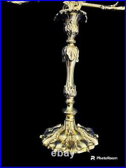 Large Vintage Ornate Elegant Solid Brass Candelabra 20 Tall Very Heavy