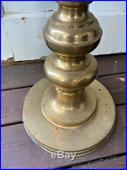 Large Vintage Pair of 2 Brass Floor Altar Candlesticks Candle Holders 52 Tall
