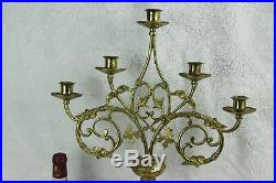 Large antique Church Altar neo gothic brass Candle holder