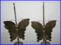 Late 1800s Korean Choson brass Candlestick with Butterfly Reflector