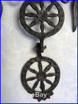 Lg Antique Vintage Large Brass Byzantine Celtic Cross Candle Holder Wrought Iron