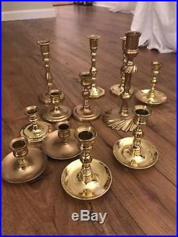 Lot 12 BALDWIN Vintage Brass Tapered Candlestick Candle Holders Wedding Decor