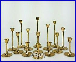 Lot 15 Solid Brass Tapered Candle Holders Graduated Candlesticks Wedding Event
