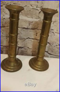 Lot 18 Vtg Brass Candle Holders 7 pairs sets Patina Candlesticks Wedding Party