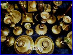 Lot 22 Vintage BRASS Candle Holders Candlesticks Patina Wedding Lighting Decor