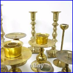 Lot 22 Vintage Solid Brass Candle Candlestick Pillar Holders Wedding (9 Pairs)