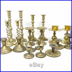 Lot 22 Vintage Solid Brass Candle Candlestick Pillar Holders Wedding (9 Pairs)