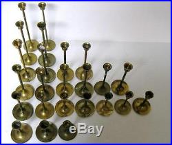Lot 24 Vintage Brass Candlesticks Candle Holders Graduated Heights Patina
