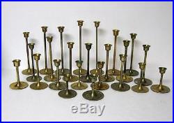 Lot 24 Vintage Brass Candlesticks Candle Holders Graduated Heights Patina