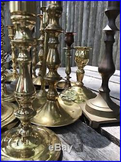 Lot 26 Tall Vintage Solid Brass Candle Candlestick Pillar Holders Wedding Ornate