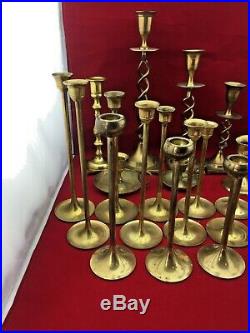 Lot 27 Vtg Brass Candlestick Candle Holders Graduated Heights Patina Wedding